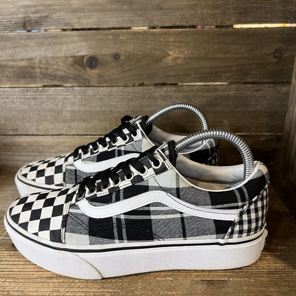 Womens Vans Old Skool Platform Check Plaid Skateboarding Shoes Sneakers Size 8 - Picture 2 of 6